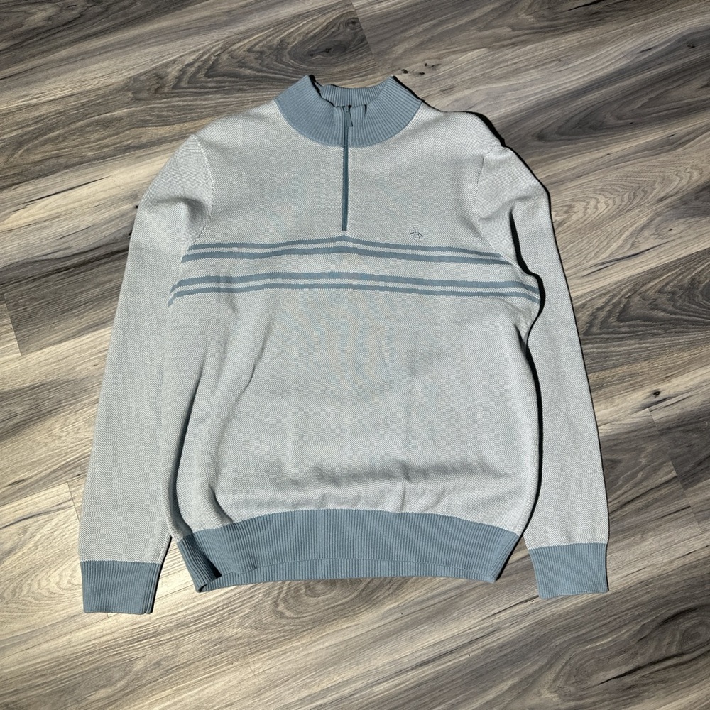 Men's Light Blue Half-Zip Sweater